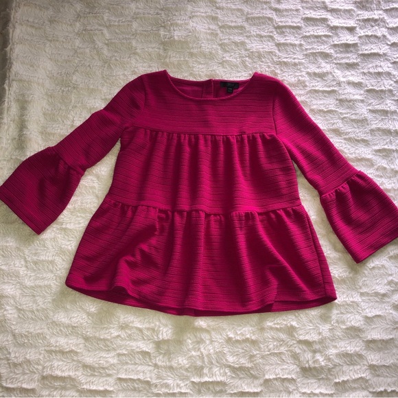 J crew XXS tiered swing top - bright pink. Button back detail - Picture 12 of 12